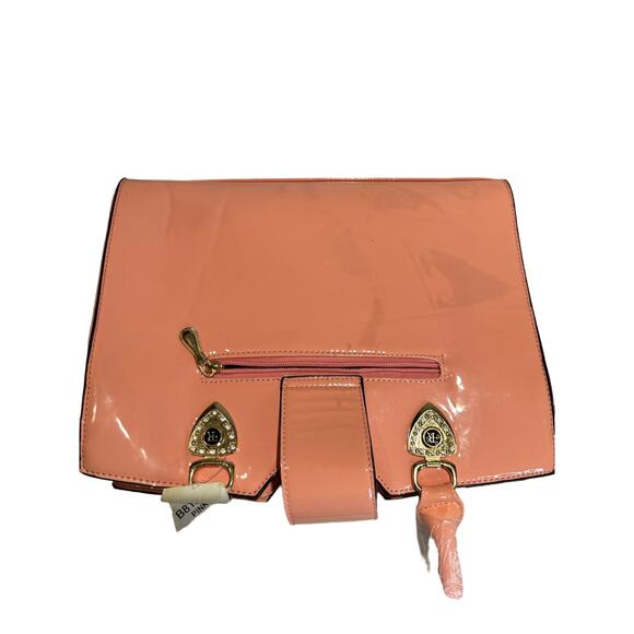 Pink Patent Leather Style Flower Petal Top Handle Handbag, NWT - Picture 6 of 9